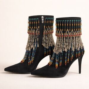 Designer Beaded Fringe Boots NEW Azalea Wang